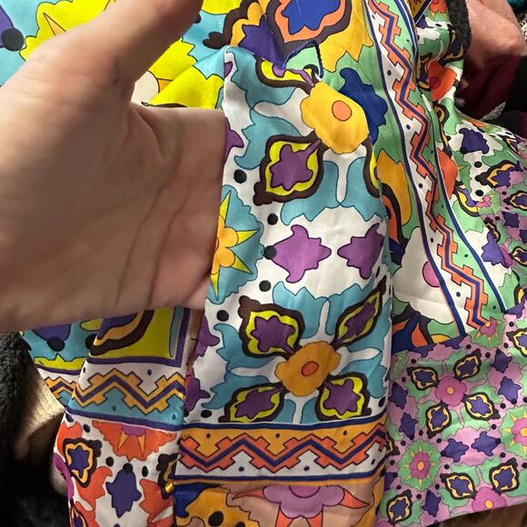 Zara Satin Effect Colorful Boho Floral Belted LS Kimono Duster Robe Size S - Picture 8 of 16